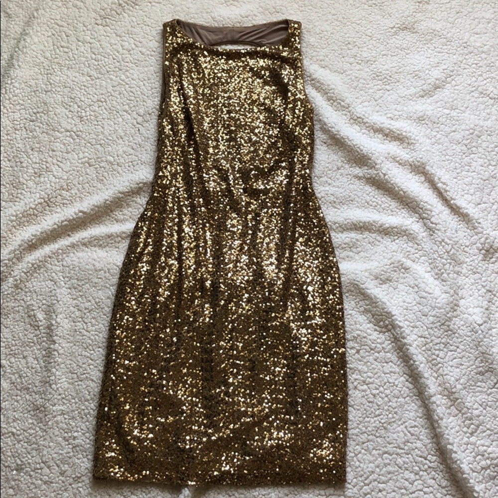 Gold sequin mini dress